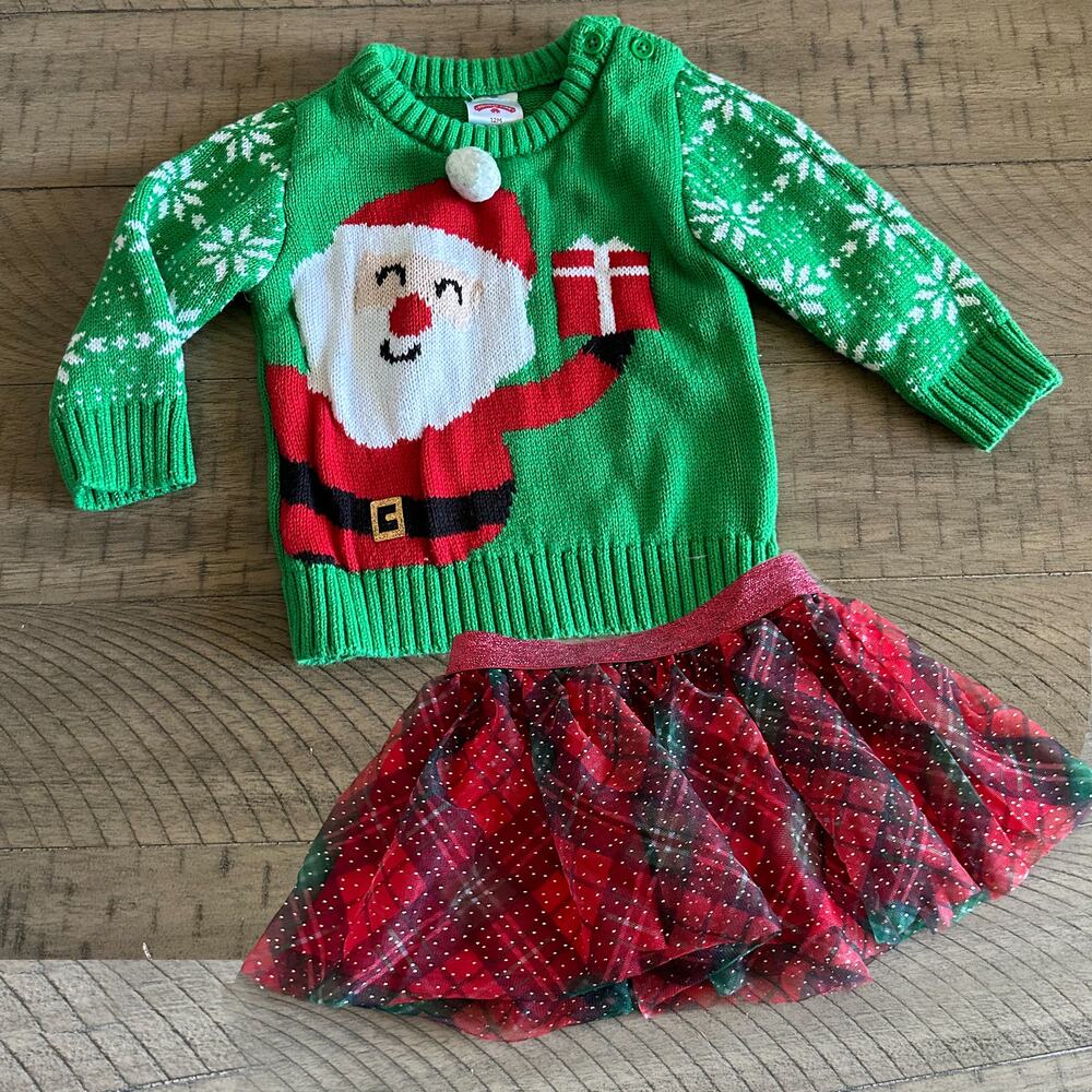 Christmas Holiday Town Skirt & Sweater Set 12 Months Santa